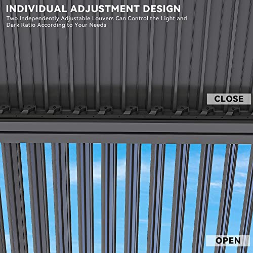 Yitahome Outdoor Louvered Pergola 10X13 Ft Patio Hardtop Gazebo With Netting And Shaded Curtains Sun Shade Shelter With Metal Adjustable Roof For Patio, Backyard, Deck And Lawns, Gray #TOP3