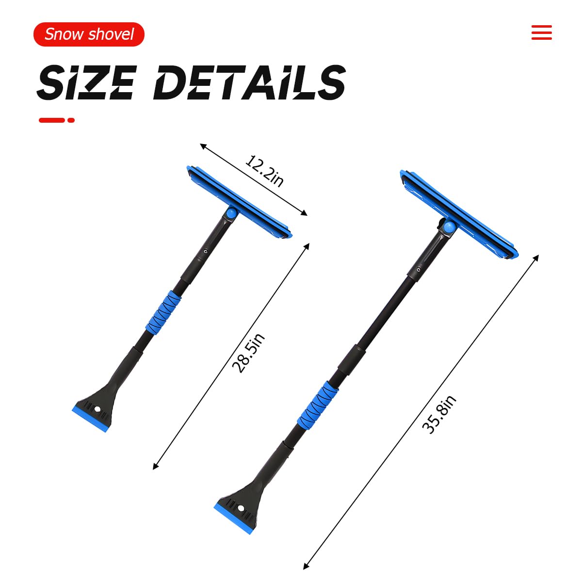 BELOMI 91 cm samochodowa szczotka 3 w 1, zdejmowana i wysuwana skrobaczka do lodu z szeroką głowicą piankową i ergonomicznym uchwytem, lekkie aluminiowe narzędzia do usuwania śniegu, bezpieczna