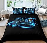 Ropa de cama: juego de ropa de cama infantil con estampado de videojuegos multicolor en 3D, estampado en blanco y negro, exclusivo juego de ropa de cama para adolescentes moderno, funda de edredón para dormitorio, decoración para el verano, invierno.