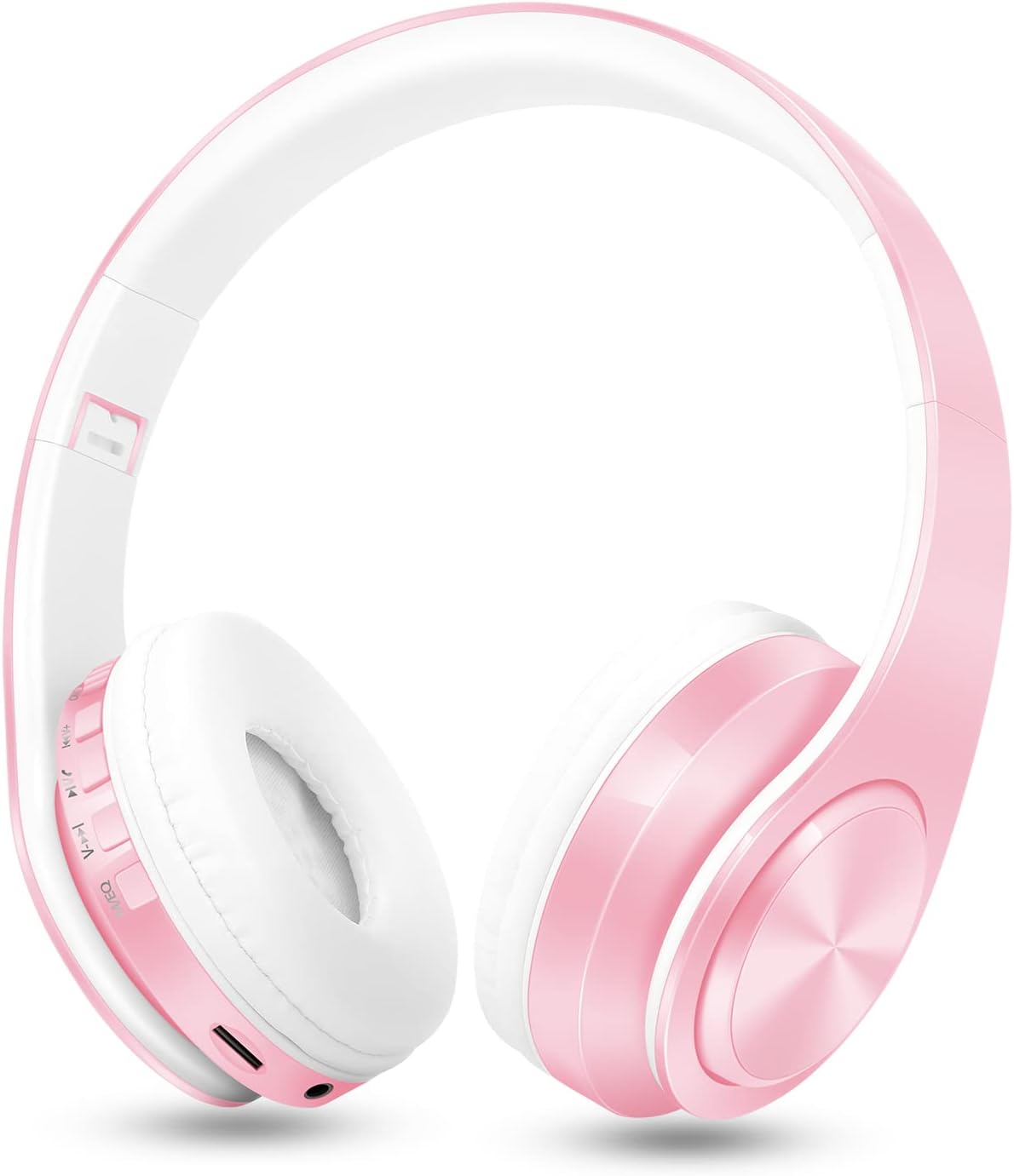 RAT TAIL V5.0 Bluetooth Headphones Over-Ear, Foldable Wireless and Wired Stereo Headset Micro SD/TF, FM for Cell Phone,PC,Soft Earmuffs &Light Weight for Prolonged Wearing (Pink)
