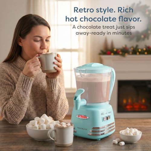 Image of Nostalgia NRHCM32WHT6A Retro 32-Ounce Hot Chocolate, Milk Frother, Cappuccino,Latte Maker and Dispenser