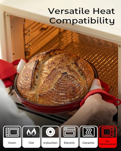 Image of 5QT Enameled Cast Iron Sourdough Bread Oven for Homemade, Red