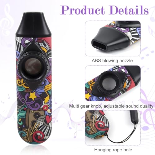 Image of HASTHIP Kazoo Musical Instruments for Kids and Adults Graffiti Style Kazoo Musical Instrument, Fashion Tunable Kazoos Instrument with 5Pcs Membrane, Lanyard, Playing Instructions, Storage Case