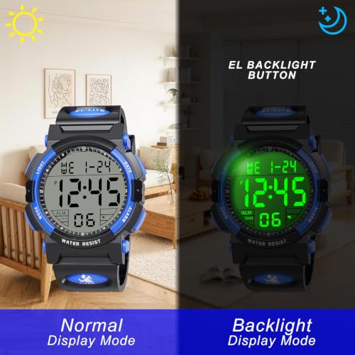 Image of Edillas Kids Digital Watch 7 Colors 50M Waterproof Sport Alarm Boys 7-15