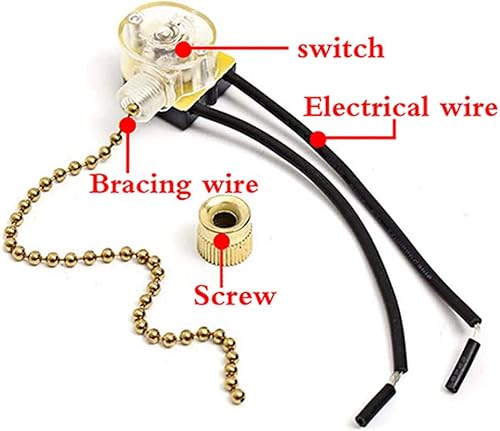 Miniatura 5 de Zing Ear ZE-109 - Interruptor de luz de dos cables con cables de tracción para ventiladores de techo, lámparas y luces de pared, interruptor de