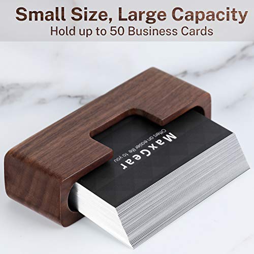 Maxgear Business Card Holder Wood Business Cards Holder For Desk Business Card Display Holder Desktop Business Card Stand For Office,Tabletop - Rectangle 2 Pack #TOP3