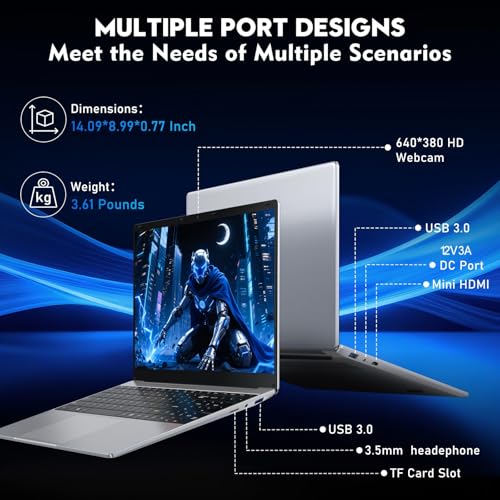 Image of NIAKUN Laptop, 16GB RAM 256GB SSD PC, M3-6Y30 Processor, FHD Display, WIFI5, BT4.2, Webcam, for Business, School