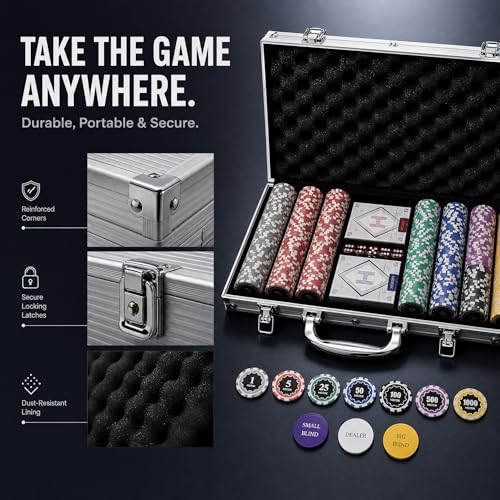 HEITOK Casino Poker Set with Numbered Chips 500-Piece for Card Board Game, 11.5 Gram with Playing Cards Waterproof for Texas Hold'em, Blackjack Gambling, Card Club or Late Night Poker Games by HEITOK - Image 6