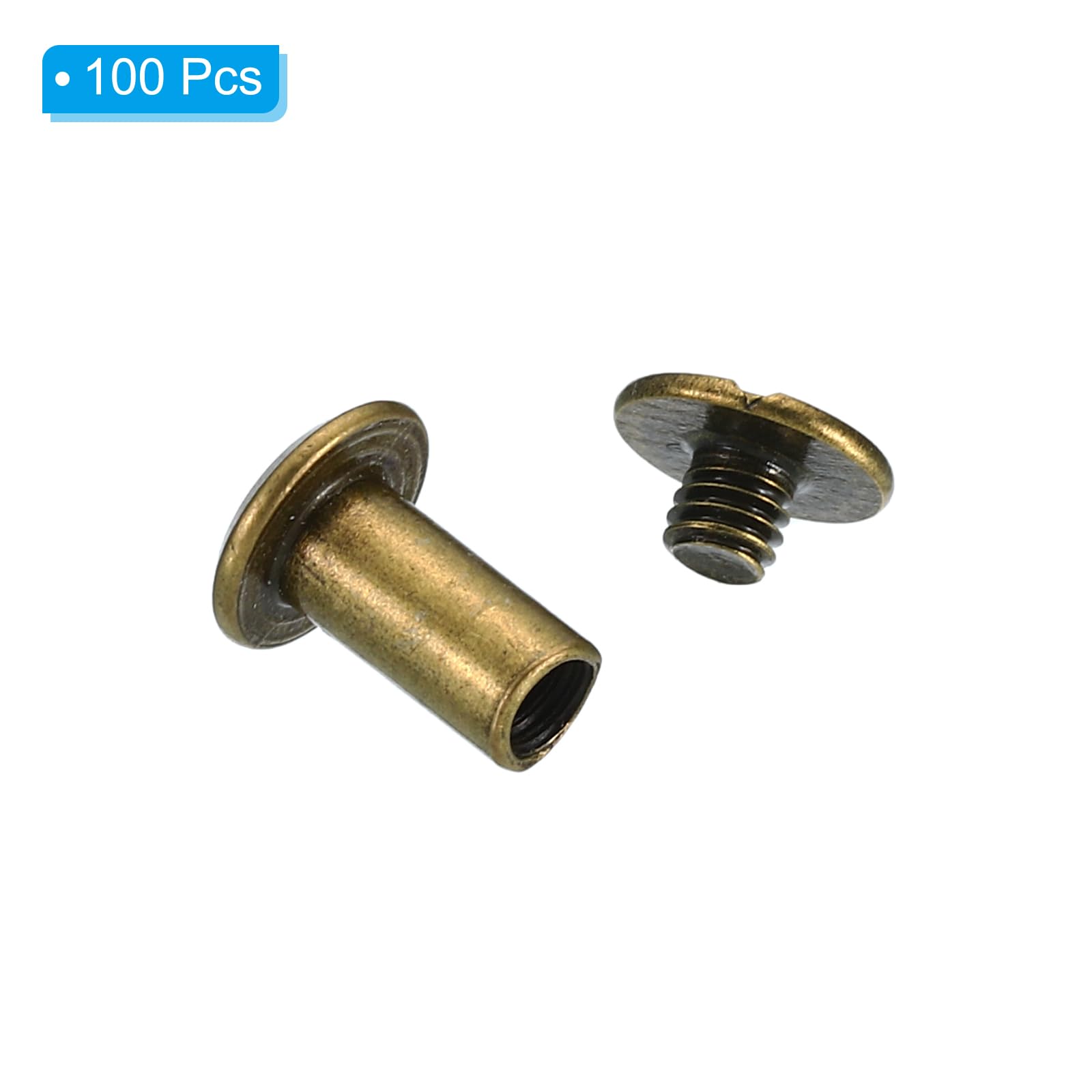 PATIKIL 100 Sets Chicago Screws, M5x10mm Chicago Screws Phillips Binding Post Screw Bolts Leather Rivets Fasteners Connectors Steel for Leather Belt Scrapbook Photo Albums, Brown - Image 3