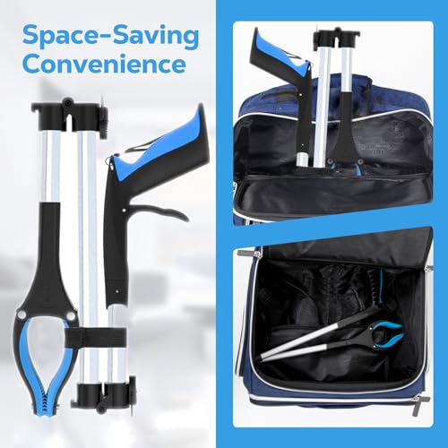 Image of Grabber Reacher Tool - 43 inch Extra Long Foldable Gripper and Reaching Tool - Heavy Duty Pick Up Stick Grabbers for Seniors, Trash, Surgery Recovery Must Haves Gifts (Blue-43in)