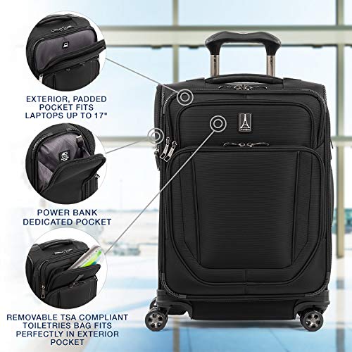 Travelpro Crew Versapack-Softside Expandable Spinner Wheel Luggage, Jet Black, Carry-On 21-Inch