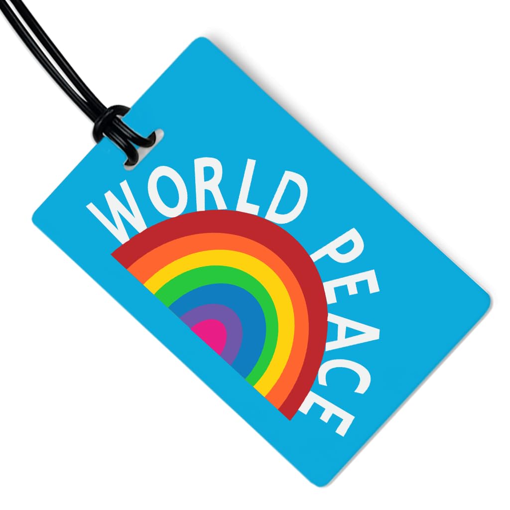 R. Nichols World Peace Luggage Tag - Sturdy Waterproof Plastic Travel Labels for Baggage, Suitcases, Backpacks, and Diaper Bags, 2.5 Inch x 4 Inch Tag