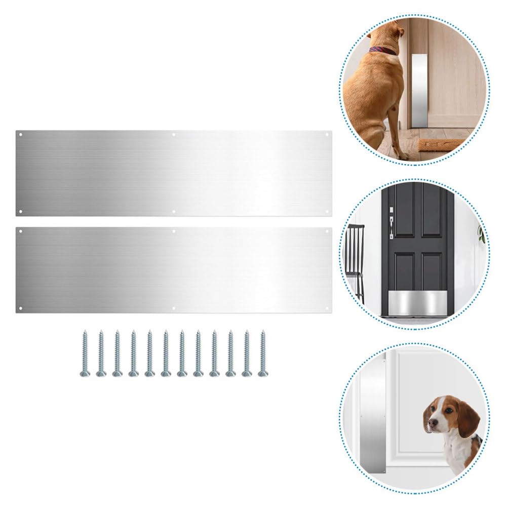 2-Pack Stainless Steel Door Kick Plates – Scratch & Scuff Resistant, For Interior/Exterior Swing Doors, Silver Finish, Includes Screws