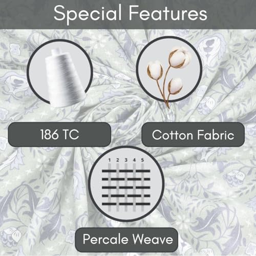 Image of Mafatlal 186 Tc Corsica Pure Cotton Bedsheet King Size | 274 X 274 Cm | Aesthetic Summer Bedding Fabric for Comfortable Sleep | Includes 2 Pillow Covers | Neptube Green
