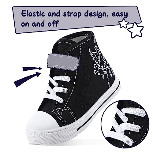 Image of K KomForme Toddler High Top Sneakers Canvas Shoes with Hook and Loops | Lightweight, Breathable
