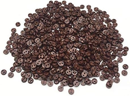 Xucus 1000pcs 0.157 in Mini Botones Pequeños Redondos Plástico De Coser Muñeca Ropa Botones Adornos Scrapbook Cardmaking - (Color Marrón)