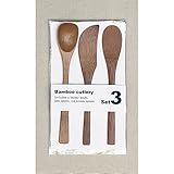 Time Concept Wooden Bamboo Cutlery - Set of 3, Butter Knife, Jam Spoon, Ice Cream Spoon - Dining/Serving Utensil, Outdoor Home/Kitchen Use