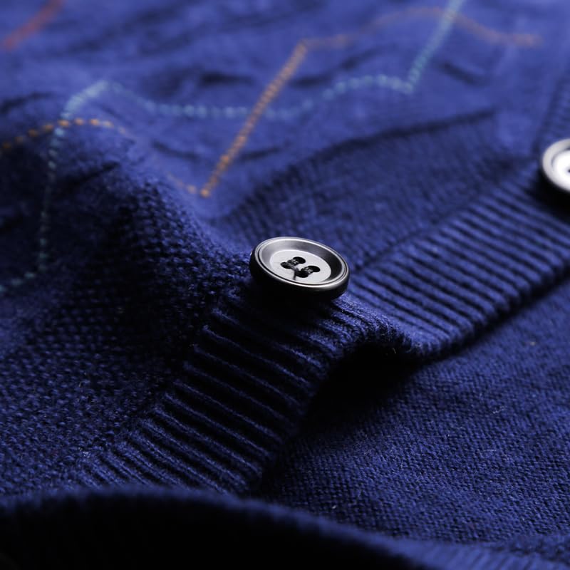 Men 31.1% Wool Knit Vest Buttons Down Basic Sweater Cardigan Pockets Sleeveless Argyle Autumn Winter V Neck4