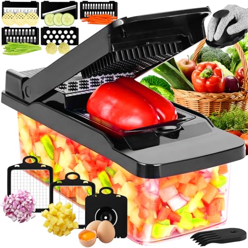 Mandolina Professionale per Verdure, Lame Intercambiabili in Acciaio Inox, Nero
