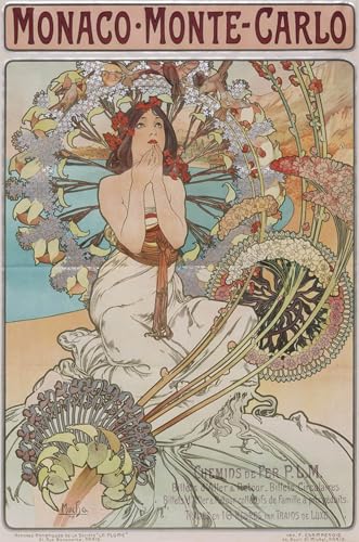 Pintura decorativa Alphonse Mucha de 60x90cm para paredes de salón