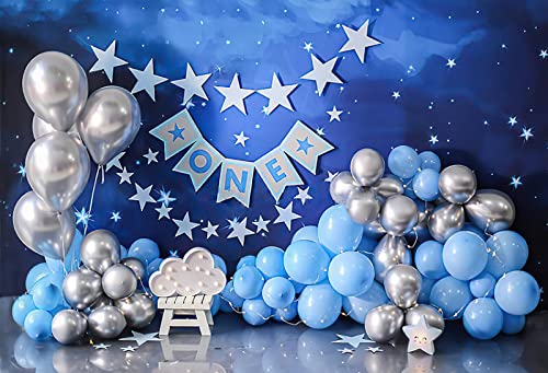Fondo para fotografía cumpleaños bebé azul 7x5ft miniatura 3