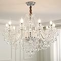 Durahonn Crystal Chandelier K9 Clear Crystal 10 Lights E12 Bulbs Pendant Lighting Fixture for Dining Room, Living Room, Bedroom Modern Ceiling Lights 32in (10 Lights)