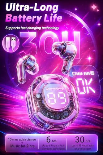 Image of LED Display Wireless Earbuds | Black | Bluetooth 5.0 | Dual Mic ENC Noise Cancelling | Gaming Mode | Touch Controls | Long Battery Life | in-Ear Design | (Ultra PRO) (Pink)