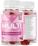 SUKU Vitamins Teen Girl Gummies – Sugar Free Vegetarian Gummy Vitamins Supplement with 19 Essential Nutrients Strengthens Bones, Muscles, Enhances Energy & Skin Health – Cherry Flavour (60 Count)