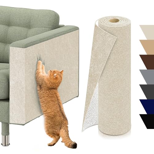 Trimmable Cat Scratch Furniture Protector - Couch Protector for Cat Claws for DIY Scratch Post Cat Tree ShelvesPost Cat Scratch Furniture Protector (Beige 39x15.7)