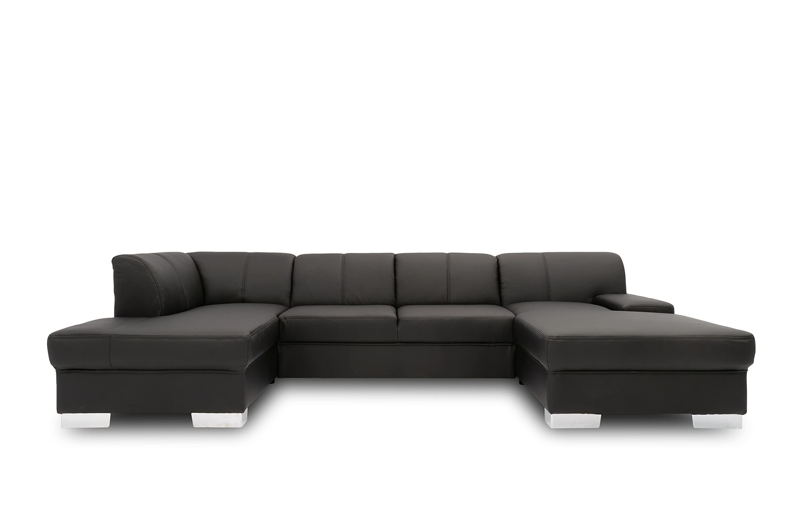 DOMO. collection Wohnlandschaft Star, Sofa in U-Form, Longchair rechts, Couch in Kunstleder, 304 x 150 x 150 cm (BxTxH), schwarz