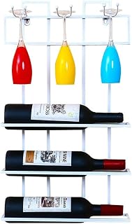 Stojaki na wino loft montowana na ścianie półka metalowa żelazna ściana wisząca przechowywanie stojaki na butelki wina i kieliszki rama stojak na kieliszki do wina - 35 * 9 * 60 cm (3 kolory) (kolor: Biały)