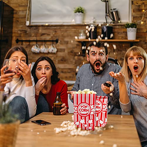 Image of 50 Pcs Flat Bottom Popcorn Bags, 2 oz Paper Popcorn Bags for Family Movie Night Baseball Themed Carnival Christmas Birthday Party (Pack of 2)
