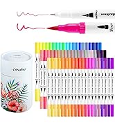 Ohuhu Dual Tips Art Markers Pen, Coloring Brush Fineliner Color Pens 60 Colors of Water Based Mar...