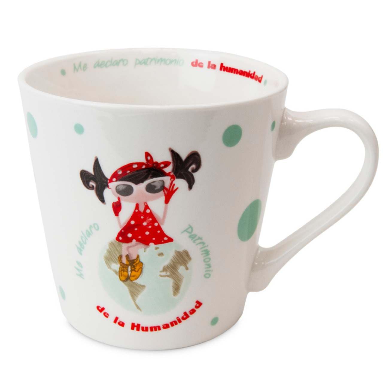 PEPITA VIAJERA Taza de Cerámica Colección Me Declaro Patrimonio de la Humanidad, 380 ml,​con Asa ergonómica,​Regalo Original Mujer,​Día de la Madre,​Apta para Lavavajillas y Microondas