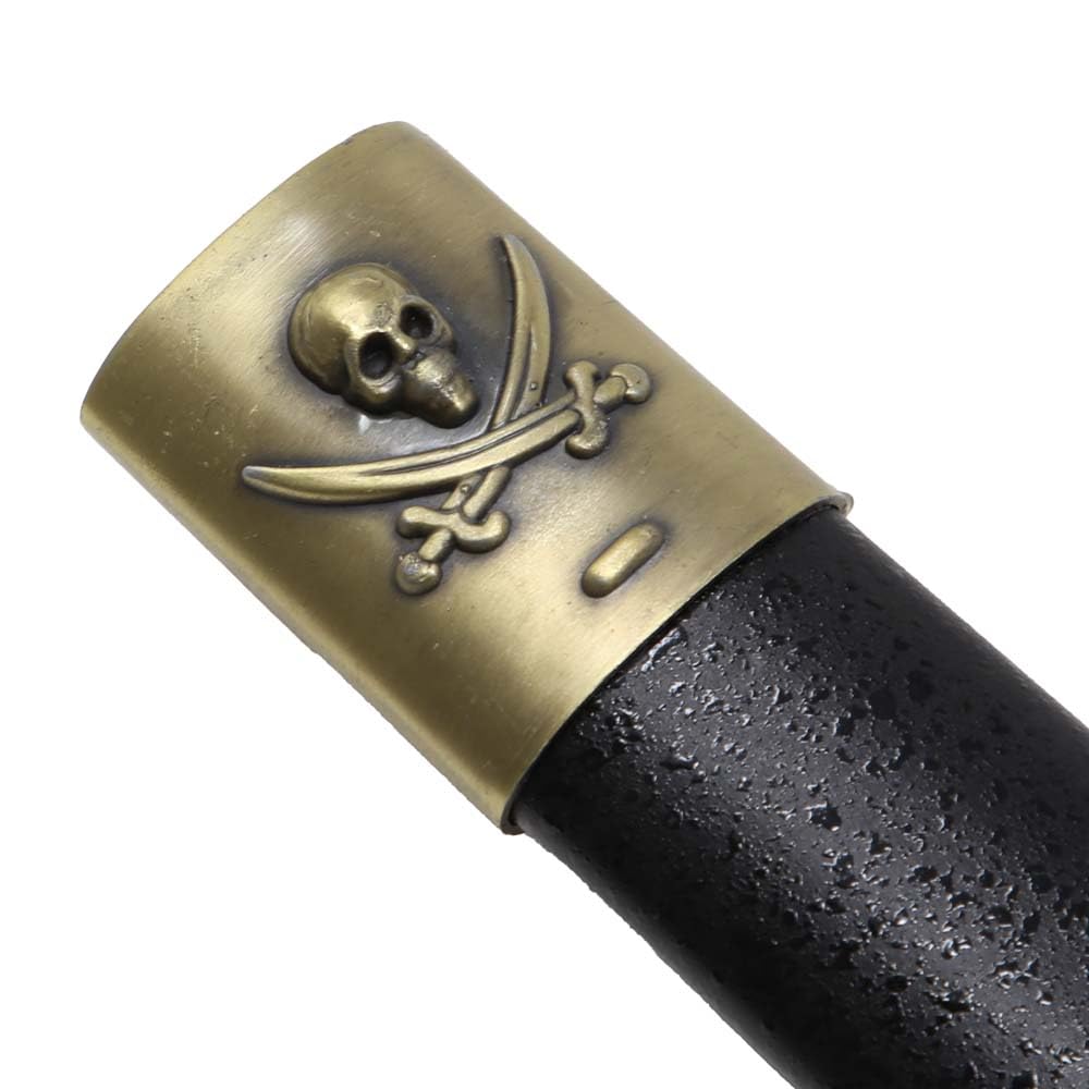 Piraten Säbel mit bronzefarbenem Griff & Gravur – 80 cm Gesamtlänge, Stahlklinge mit Scheide – Dekoschwert für Kostüm & Sammler