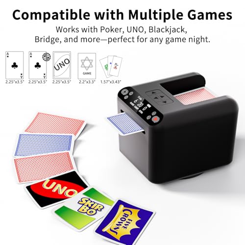 Image of Automatic Card Dealer Machine for 1-3 Decks, Random Dealing Built-in(No Shuffle Needed), Rechargeable, Remote Card Calling, Supports Up to 12 Players, Preset Games for Poker, UNO, Blackjack & More