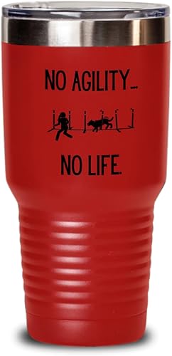 Miniatura 5 de Agility Dog Life, regalo para entusiastas de la agilidad, vaso aislado y frío caliente con tapa para competidores de perros, texto negro 20 o 30 0z.