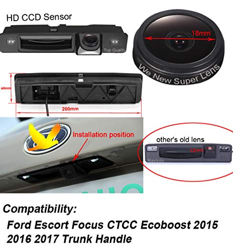 HD IP68 Trunk Handle 1280pixels 170 Wide Angle Night Vision Reversing Backup Camera and Reversing System Parking Aid for Escort Focus CTCC Ecoboost 2015 2016 2017 - Image 3