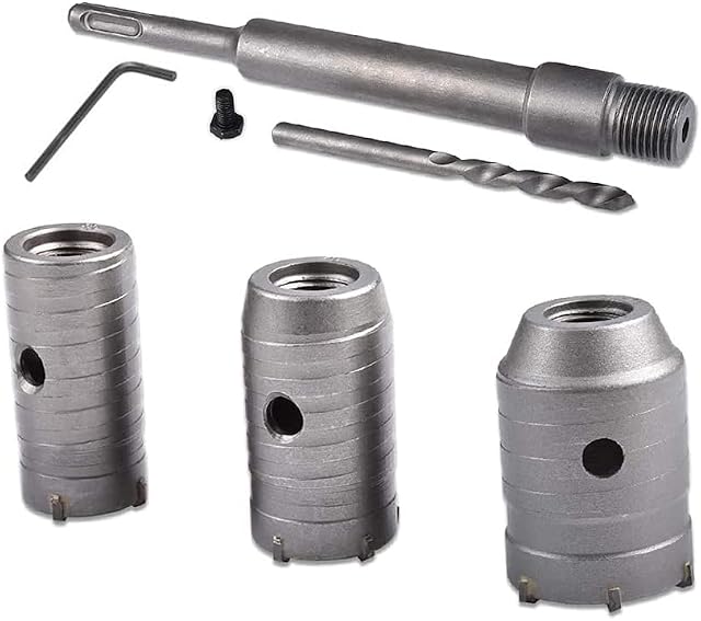 Round Handle Hole Saw Cutter Set, 350mm SDS Plus Shank Concrete Wall Drill Bit with 30/40/50 mm Expansion, Durable and Stable, for Install Air Conditioners, Hoods, or washing machines Machines Etc.