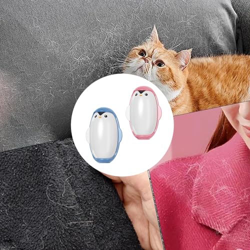 2 Stück Fusselrolle Wiederverwendbar, Wiederverwendbare Fusselrolle, Pinguinform Fusselball Entferner Waschbarer Fusselentferner Tragbarer Klebriger Haarrollerball für Kleidung und Tierhaare