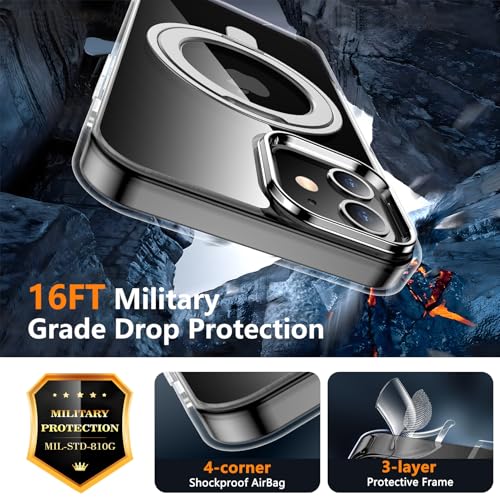 Image of Magnetic for iPhone 12 & iPhone 12 Pro Case,[with 360Rotatable Invisible Magnetic O-Ring Stand][Shockproof][Compatible with MagSafe] Slim Phone Case 6.1 inch Clear