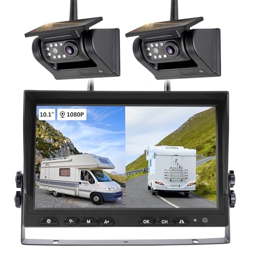 WOOCARTY 10.1" Dual Magnetic Solar Backup Camera System