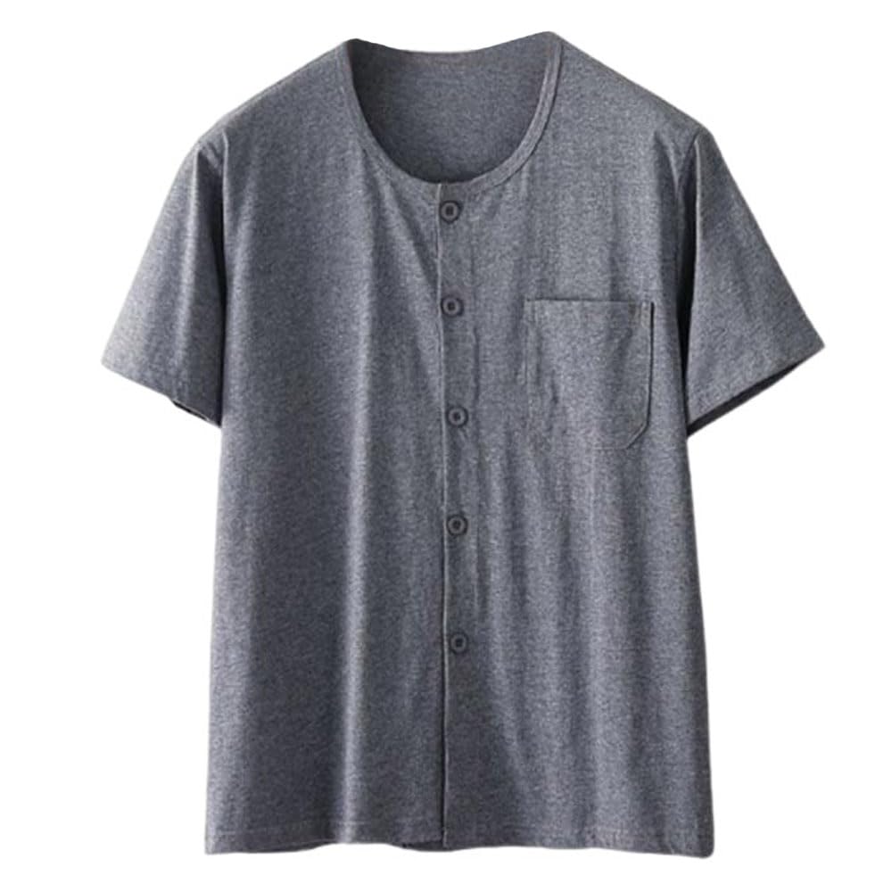 Amazon.co.jp: インナーシャツ 半袖 メンズ ルームウェア 前開きシャツ 