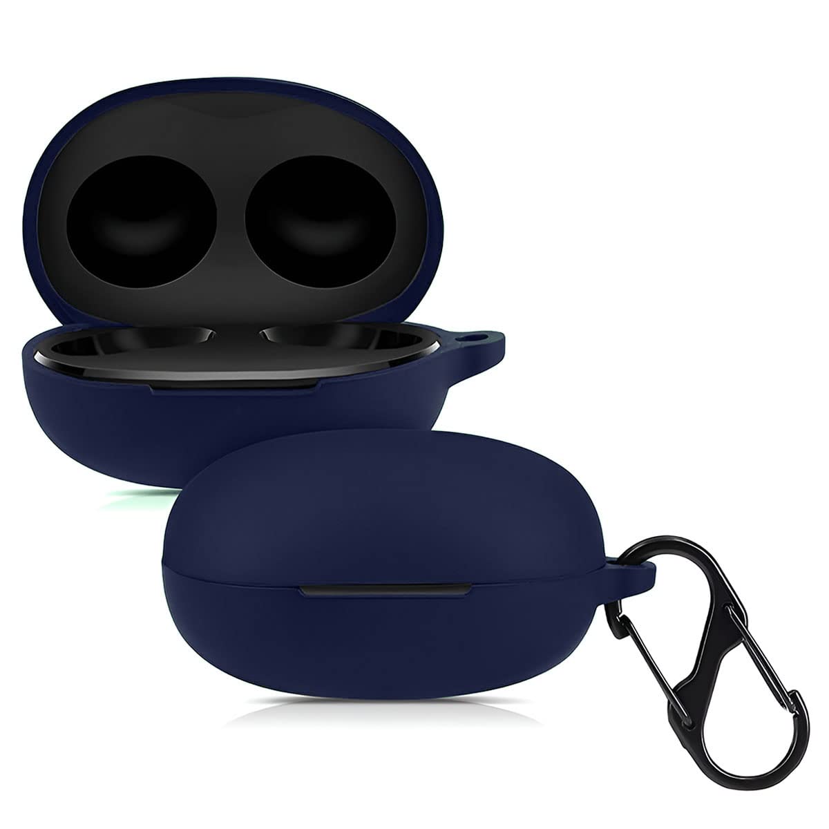 KACA Protective Shockproof Silicone Cover Case with Buckle Compatible with Realme Buds Q2 / Realme Buds Air 2 Neo Earbuds (Midnight Blue)