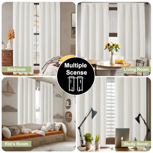 OWENIE Sally Blackout Curtains 84 Inches Long 2 Panels Set for Bedroom Living Room, Solid Thermal Insulated Privacy Room Darkening Window Treatment Drapes, 2 Pcs Each W40 x L84 Inch, Ivory by OWENIE - Used condition - Image 8