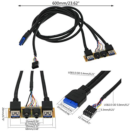 Panel frontal con conector de audio HD y cable interno miniatura 4