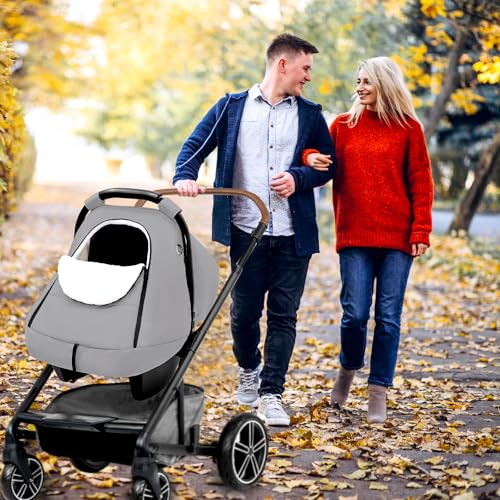 Image of SWESEN Winter Car Seat Covers for Babies, Cozy & Warm Cover, Infant Car Seat Canopy Water Resistant, Universal Cold Weather Shield, Grey