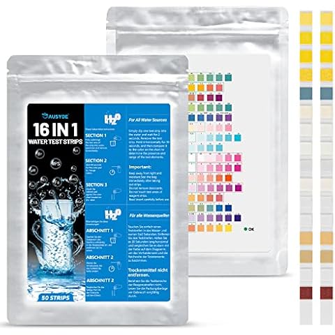 Drinking Water Test Kit, 50 PCS 16 IN 1 Water Testing Strips for Drinking Water, Home Water Quality Test Lead Test Kit for Hardness PH Manganese Nitrate Iron Nitrite Copper Chlorine Mercury & More Cover
