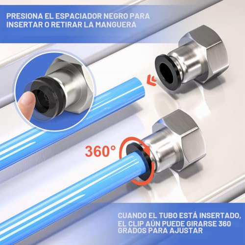 Miniatura 5 de Bwintech 10 Piezas 6mm Tubo Od X 1 2 Hembra Bsp Rosca Recta Push In Connect Racor Neumático,Pcf6-04 Adaptador Rápido De Línea De Aire