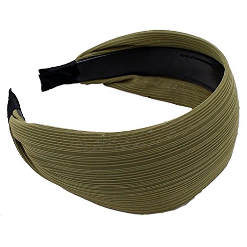 Fashion Elegant Wide Cloth Headband Hair Band Hair Hoop Accessories with Teeth for Women and Girls (Army Green)